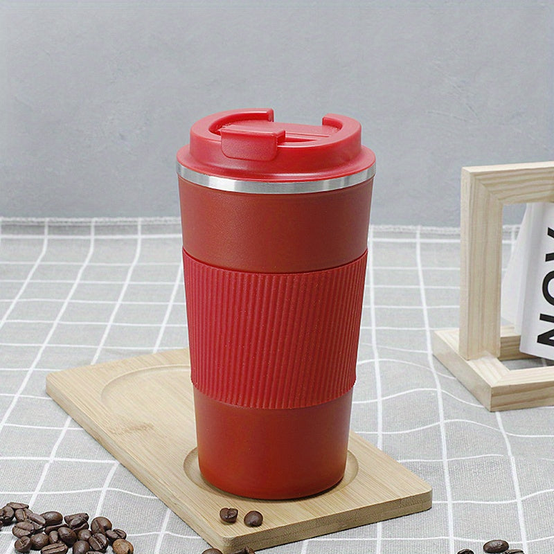 Non-slip Silicone Coffee Tumbler with One-Touch Lid | SUS304 Stainless Steel
