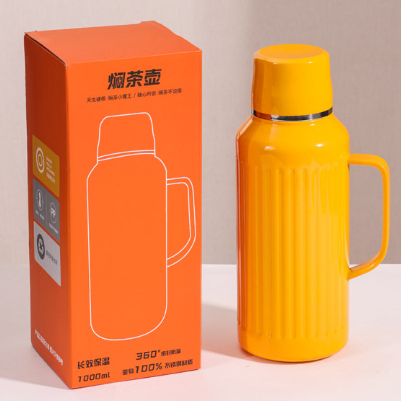 1000ml Insulated Tea Kettle with Mechanical Temperature Display | 316 Stainless Steel, Built-in Tea Infuser, Lid-as-Cup