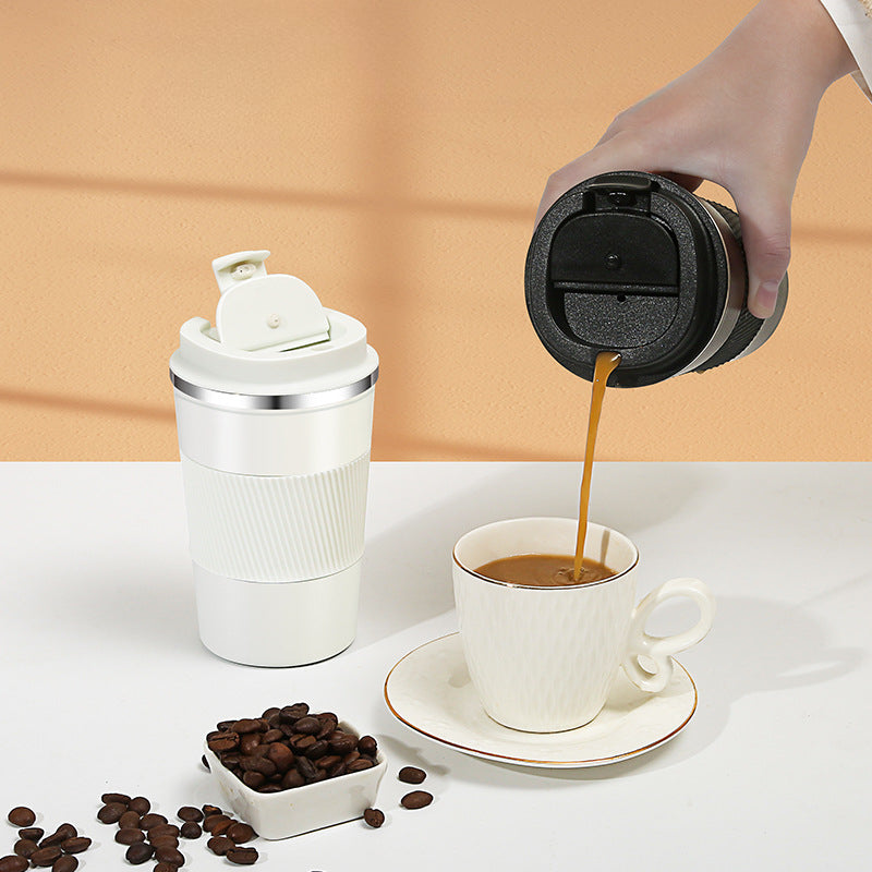 Non-slip Silicone Coffee Tumbler with One-Touch Lid | SUS304 Stainless Steel