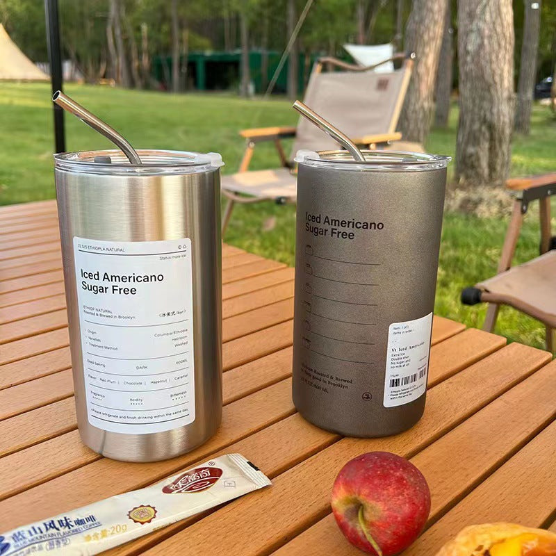 304 Stainless Steel American Coffee Tumbler with Metal Straw | 320ml & 600ml | Hot & Cold Insulation