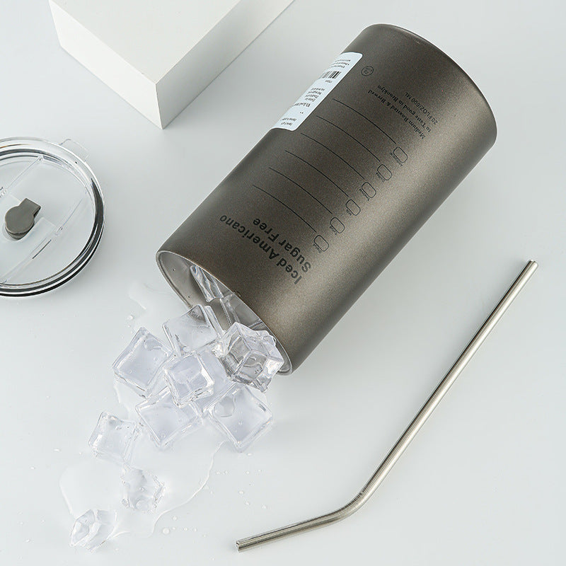 304 Stainless Steel American Coffee Tumbler with Metal Straw | 320ml & 600ml | Hot & Cold Insulation