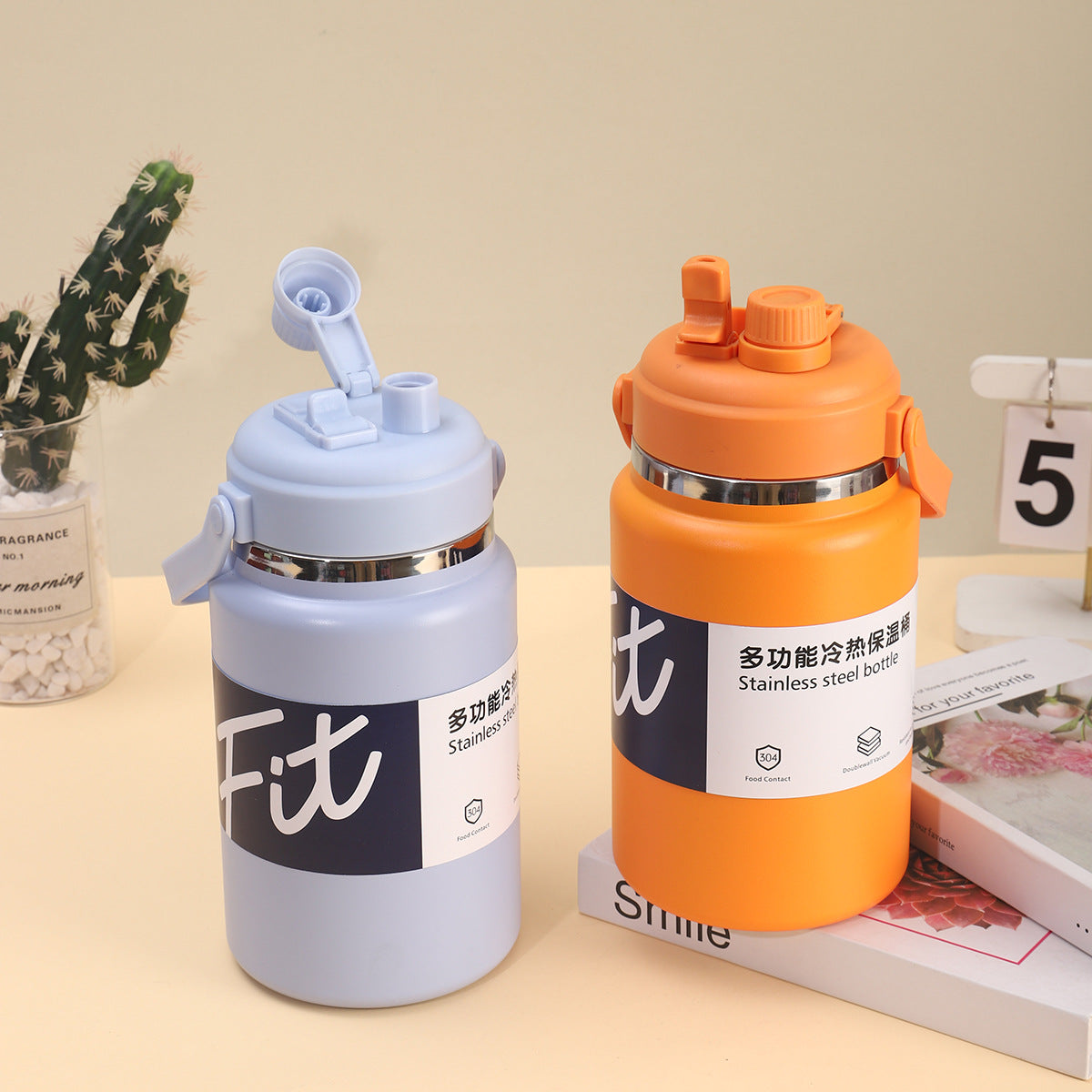 Multi-Color Multi-Size Insulated Thermos | Handle · Dual Lid · Wide Mouth · Cooler & Ice Bucket Use
