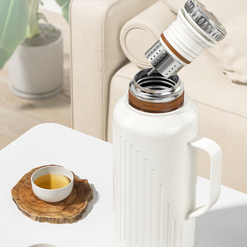 1000ml Insulated Tea Kettle with Mechanical Temperature Display | 316 Stainless Steel, Built-in Tea Infuser, Lid-as-Cup