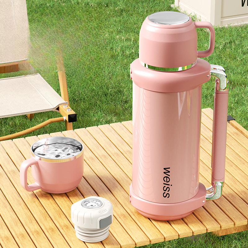 Luxury 316 Stainless Steel Thermos | Mechanical Temperature Display | Large Capacity with Handle & Tea Strainer