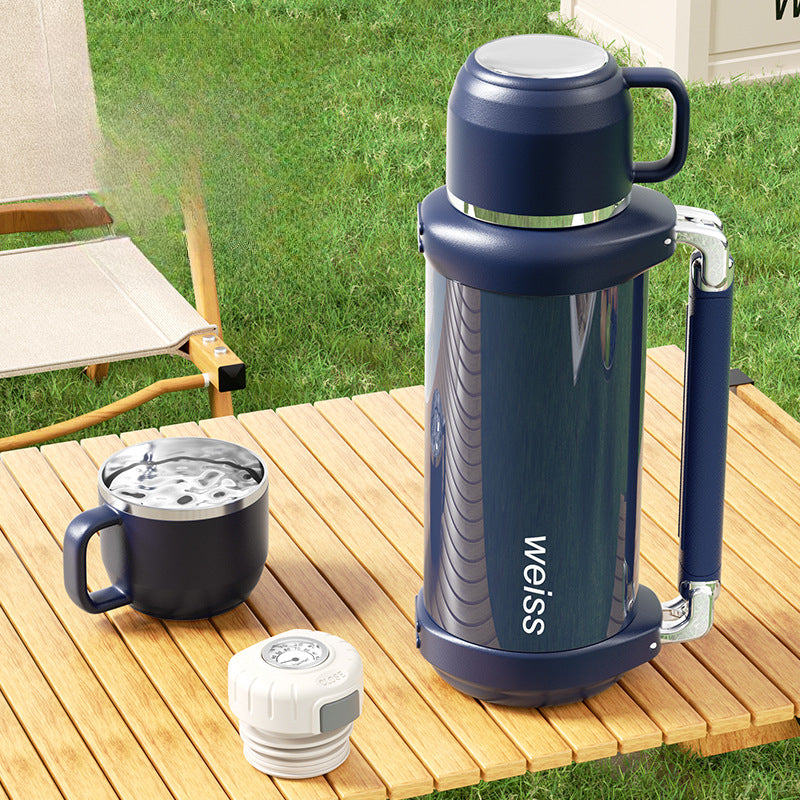 Luxury 316 Stainless Steel Thermos | Mechanical Temperature Display | Large Capacity with Handle & Tea Strainer