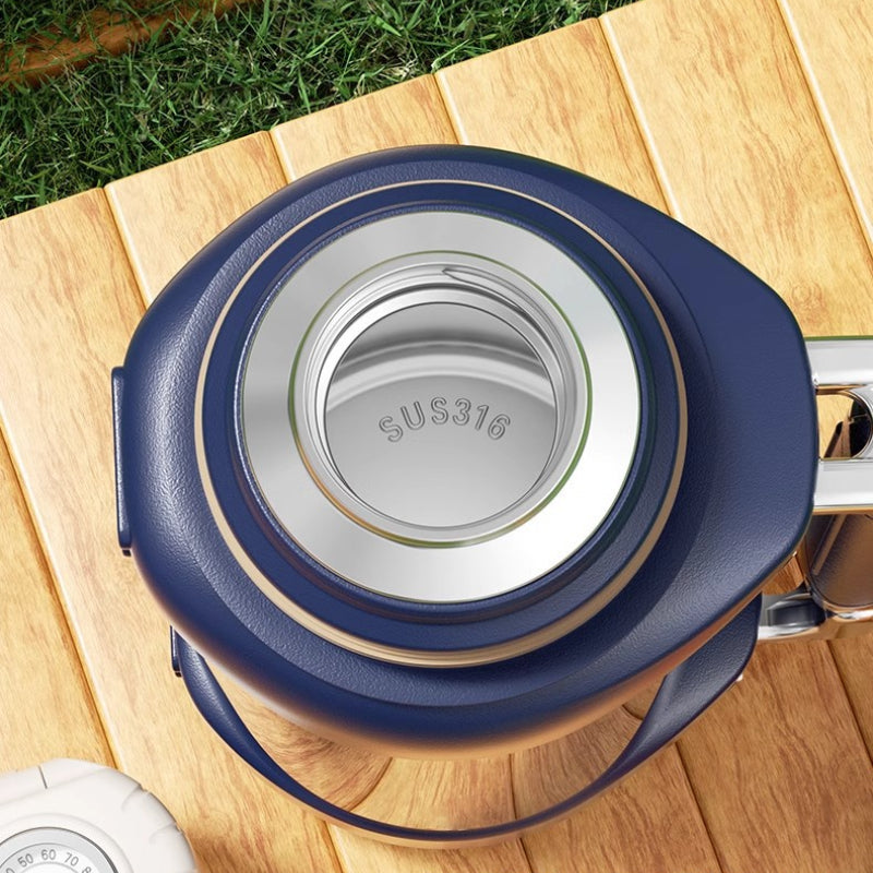 Luxury 316 Stainless Steel Thermos | Mechanical Temperature Display | Large Capacity with Handle & Tea Strainer