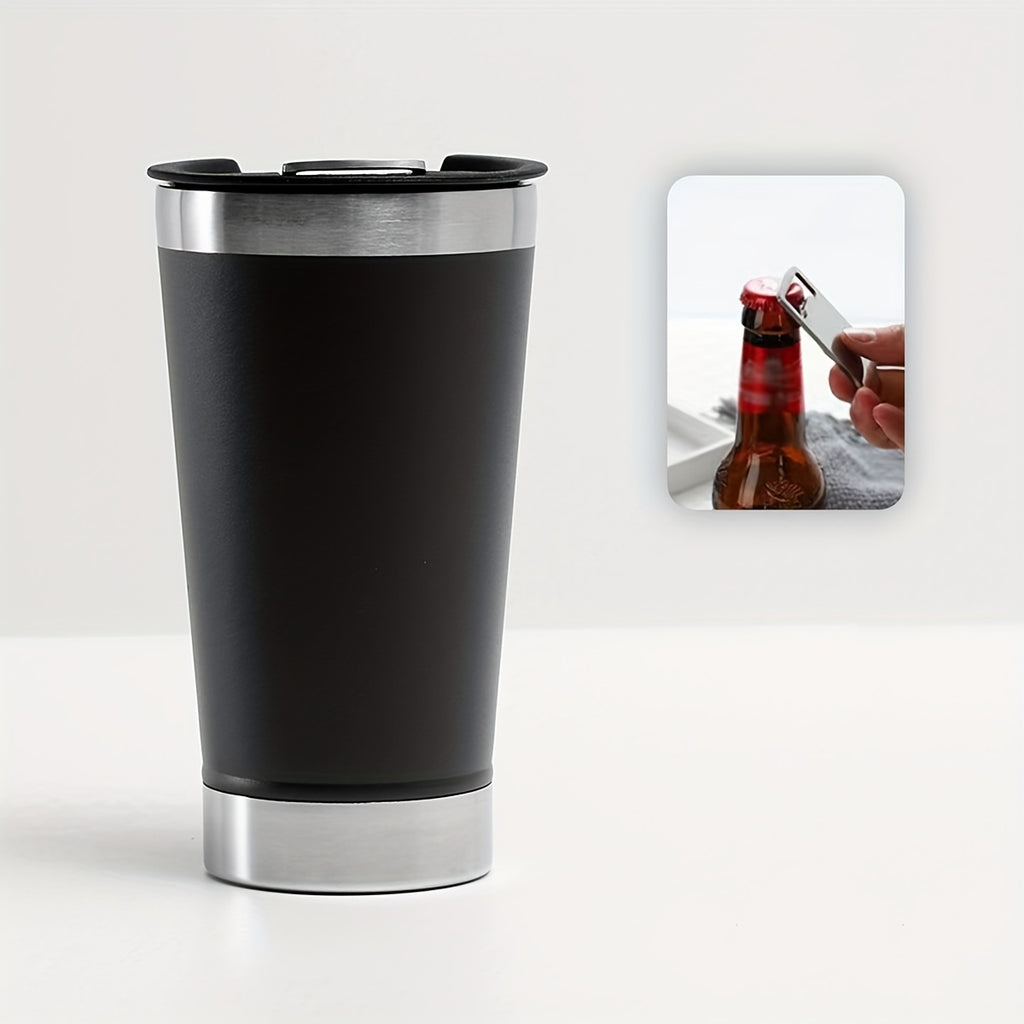 500ml Stainless Steel Beer Mug with Bottle Opener | 304 Steel | Cold Insulation