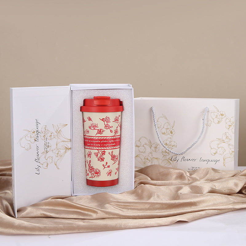 Lily of the Valley Tumbler | SUS316 Steel | Dual-Lid | Gift Box | 500ml | Custom Print Available