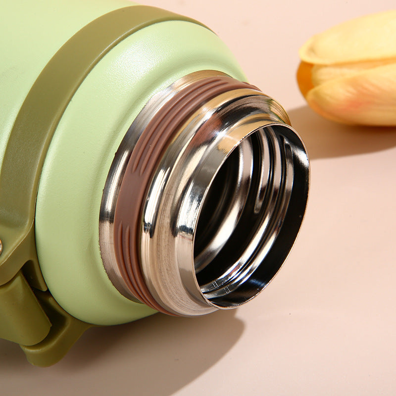 SUS316 Stainless Steel Thermos Flask with Cup Lid & Carry Strap | 5 Colors