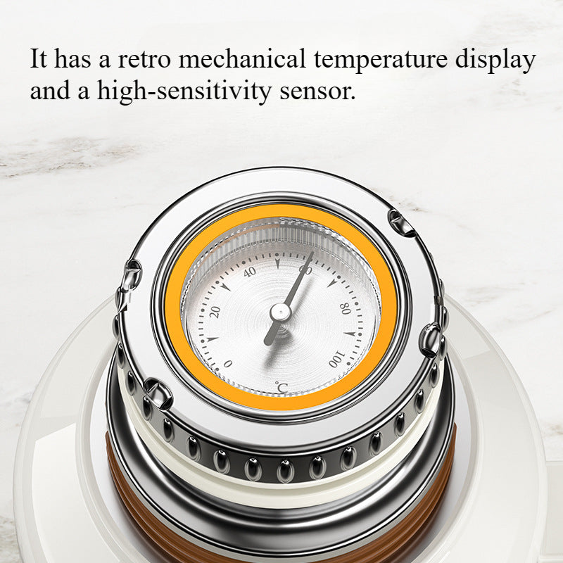 1000ml Insulated Tea Kettle with Mechanical Temperature Display | 316 Stainless Steel, Built-in Tea Infuser, Lid-as-Cup