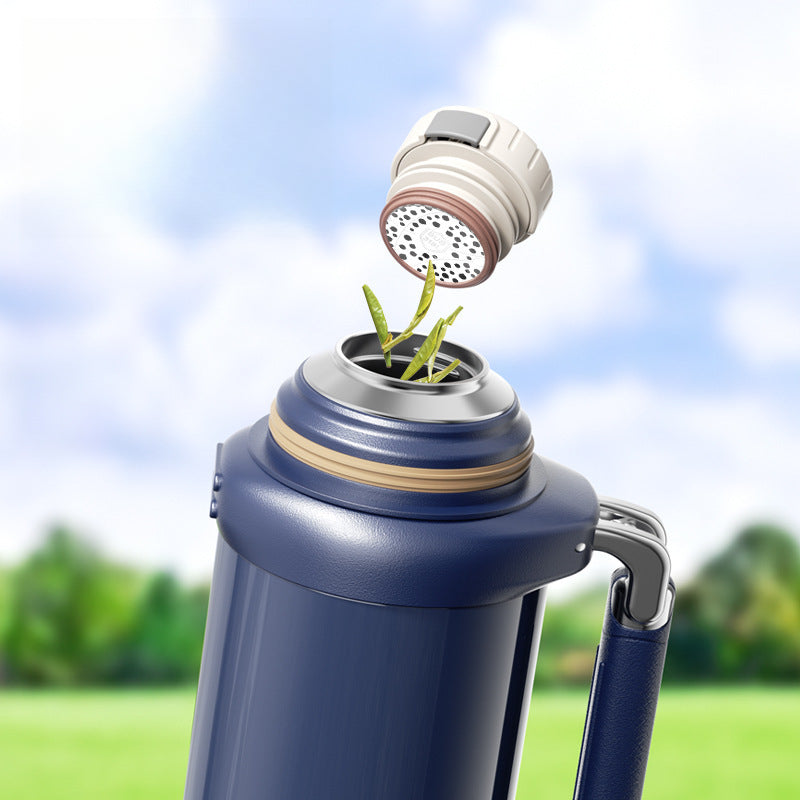 Luxury 316 Stainless Steel Thermos | Mechanical Temperature Display | Large Capacity with Handle & Tea Strainer