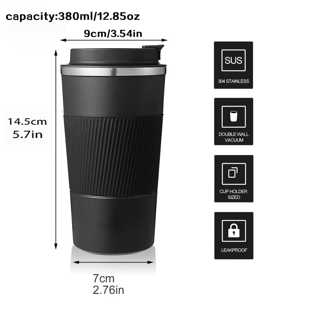 Non-slip Silicone Coffee Tumbler with One-Touch Lid | SUS304 Stainless Steel