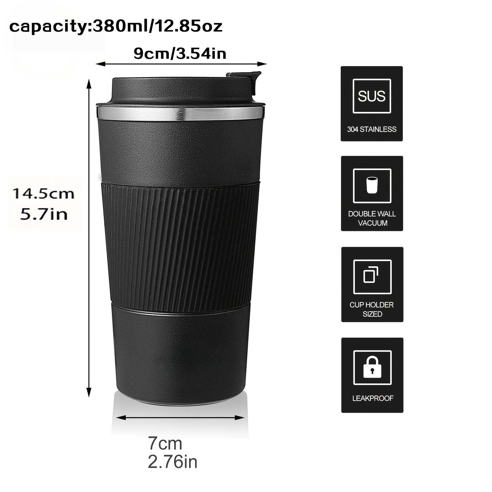 Non-slip Silicone Coffee Tumbler with One-Touch Lid | SUS304 Stainless Steel