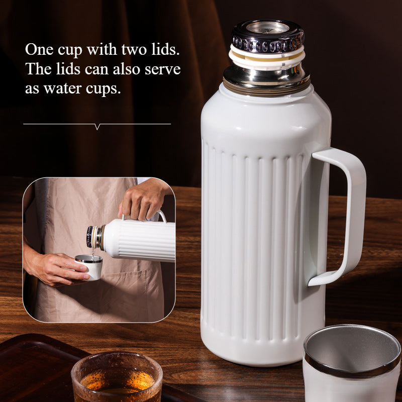1000ml Insulated Tea Kettle with Mechanical Temperature Display | 316 Stainless Steel, Built-in Tea Infuser, Lid-as-Cup