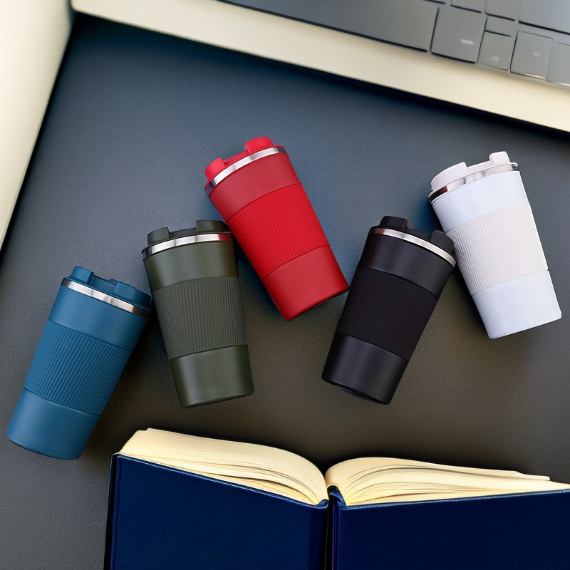 Non-slip Silicone Coffee Tumbler with One-Touch Lid | SUS304 Stainless Steel