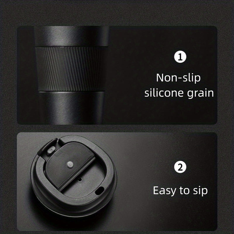 Non-slip Silicone Coffee Tumbler with One-Touch Lid | SUS304 Stainless Steel