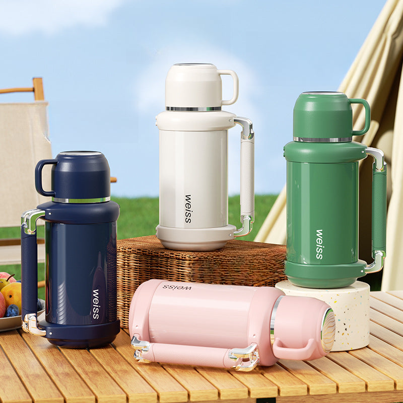 Luxury 316 Stainless Steel Thermos | Mechanical Temperature Display | Large Capacity with Handle & Tea Strainer
