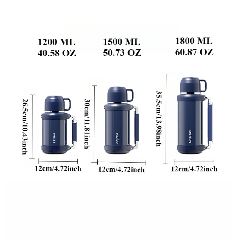 Luxury 316 Stainless Steel Thermos | Mechanical Temperature Display | Large Capacity with Handle & Tea Strainer
