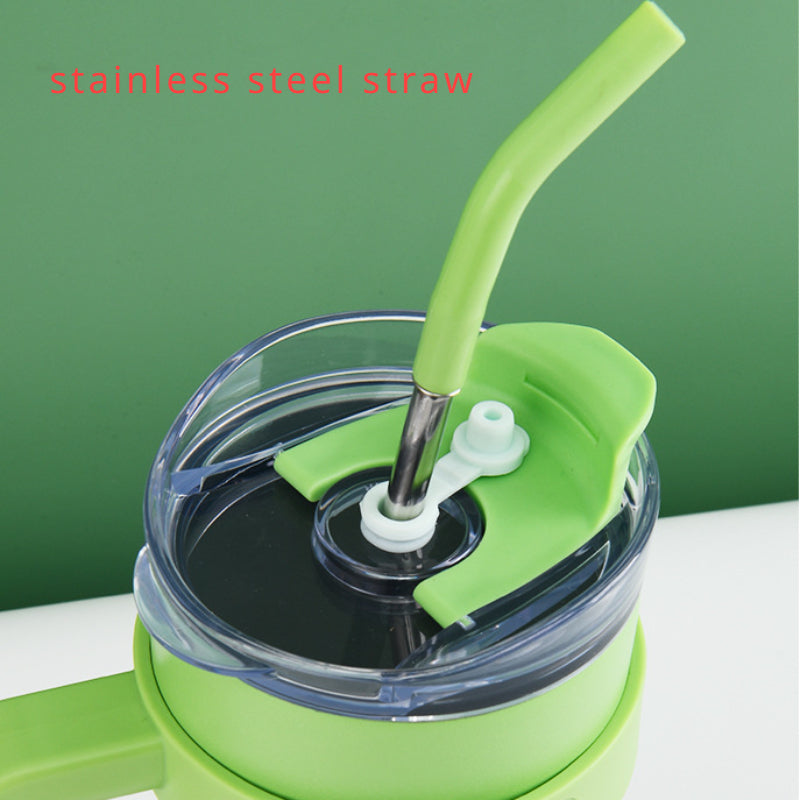 1200ml Large Capacity Gradient Tumbler with Handle & Stainless Steel Straw