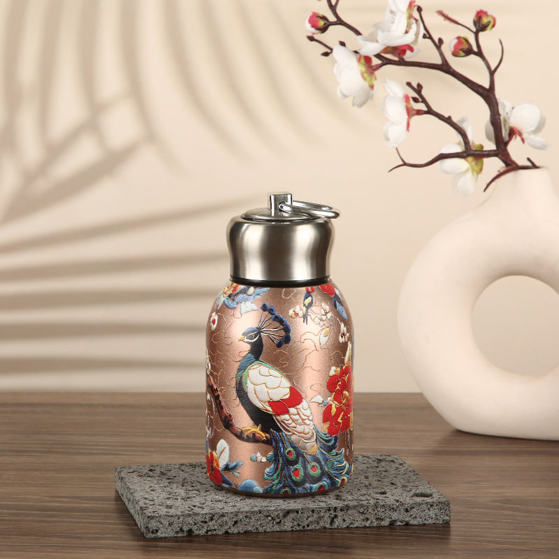国潮浮雕保温小水壶 | 孔雀/蝴蝶/锦鲤 轻巧便携提环设计