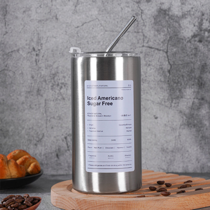 304 Stainless Steel American Coffee Tumbler with Metal Straw | 320ml & 600ml | Hot & Cold Insulation