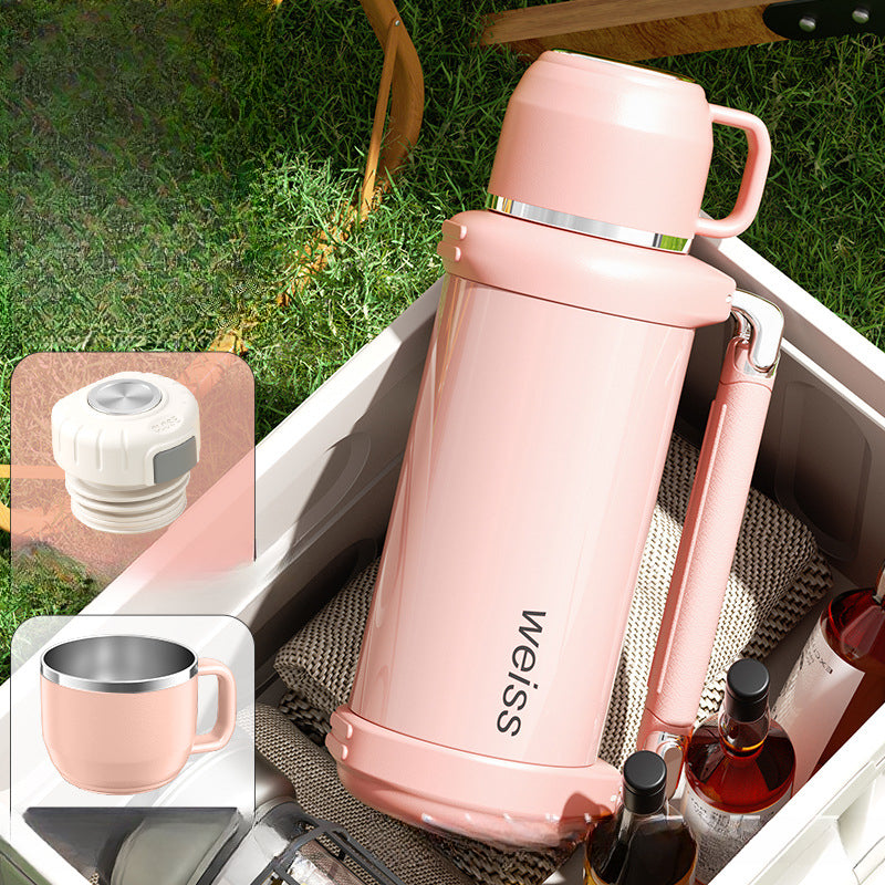 Luxury 316 Stainless Steel Thermos | Mechanical Temperature Display | Large Capacity with Handle & Tea Strainer