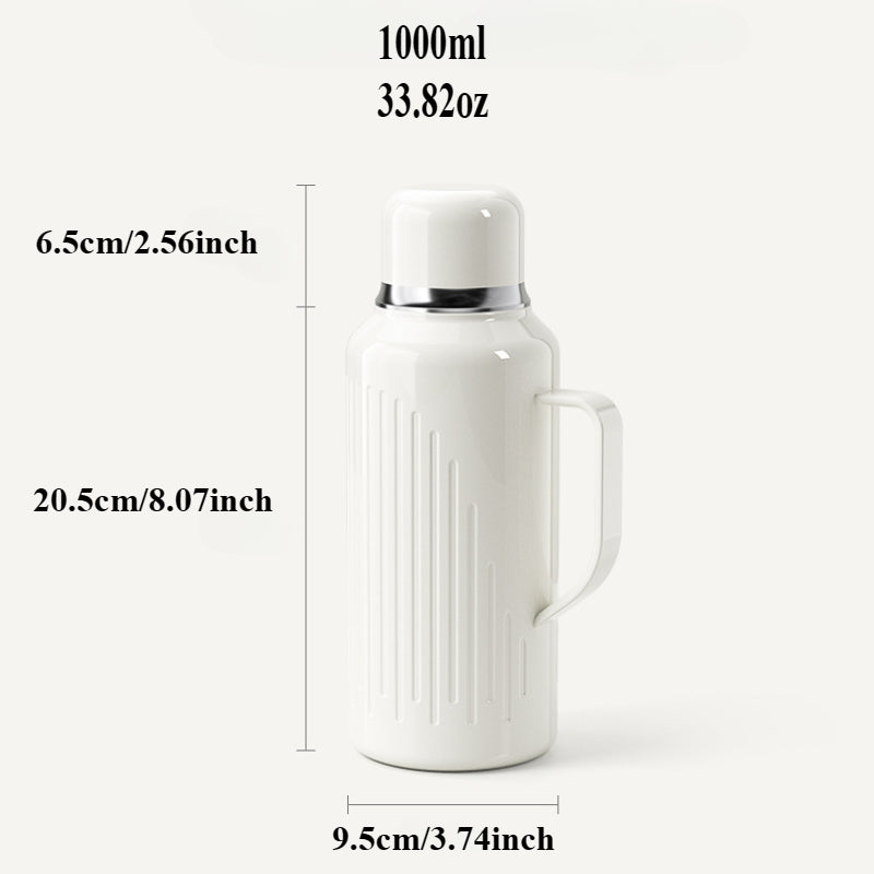 1000ml Insulated Tea Kettle with Mechanical Temperature Display | 316 Stainless Steel, Built-in Tea Infuser, Lid-as-Cup