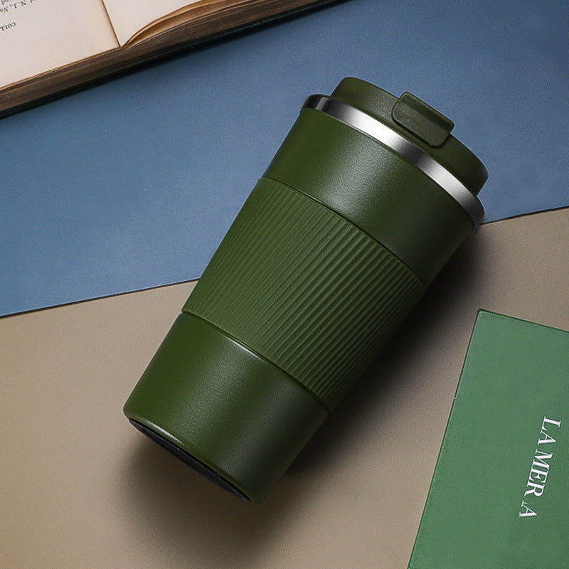 Non-slip Silicone Coffee Tumbler with One-Touch Lid | SUS304 Stainless Steel