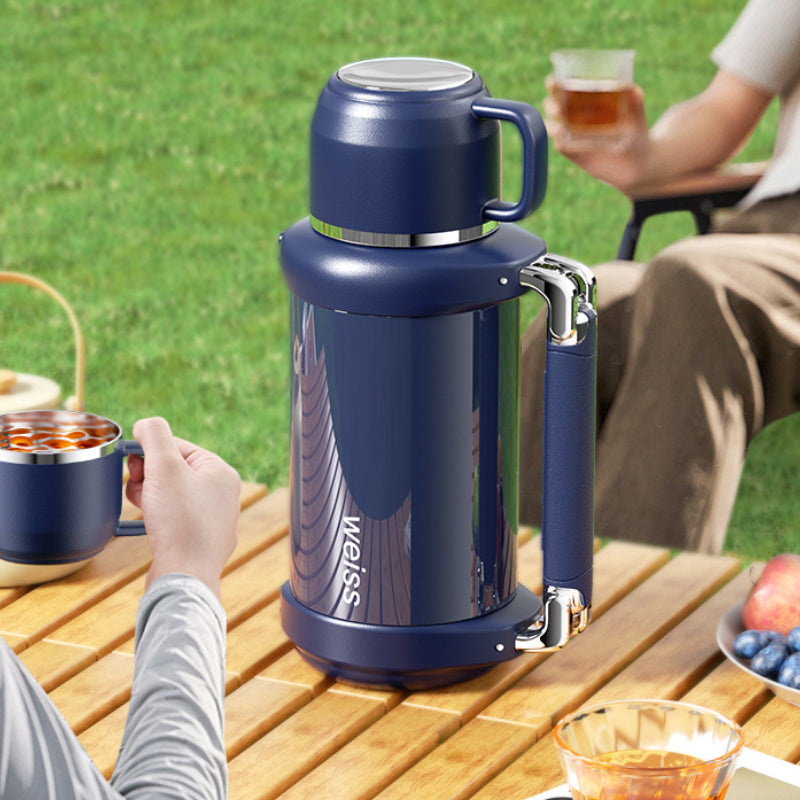 Luxury 316 Stainless Steel Thermos | Mechanical Temperature Display | Large Capacity with Handle & Tea Strainer