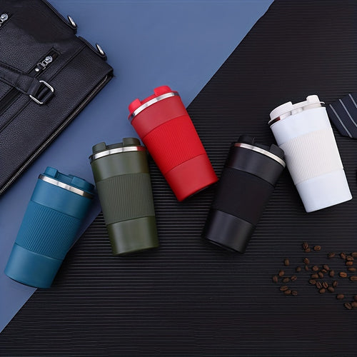Non-slip Silicone Coffee Tumbler with One-Touch Lid | SUS304 Stainless Steel