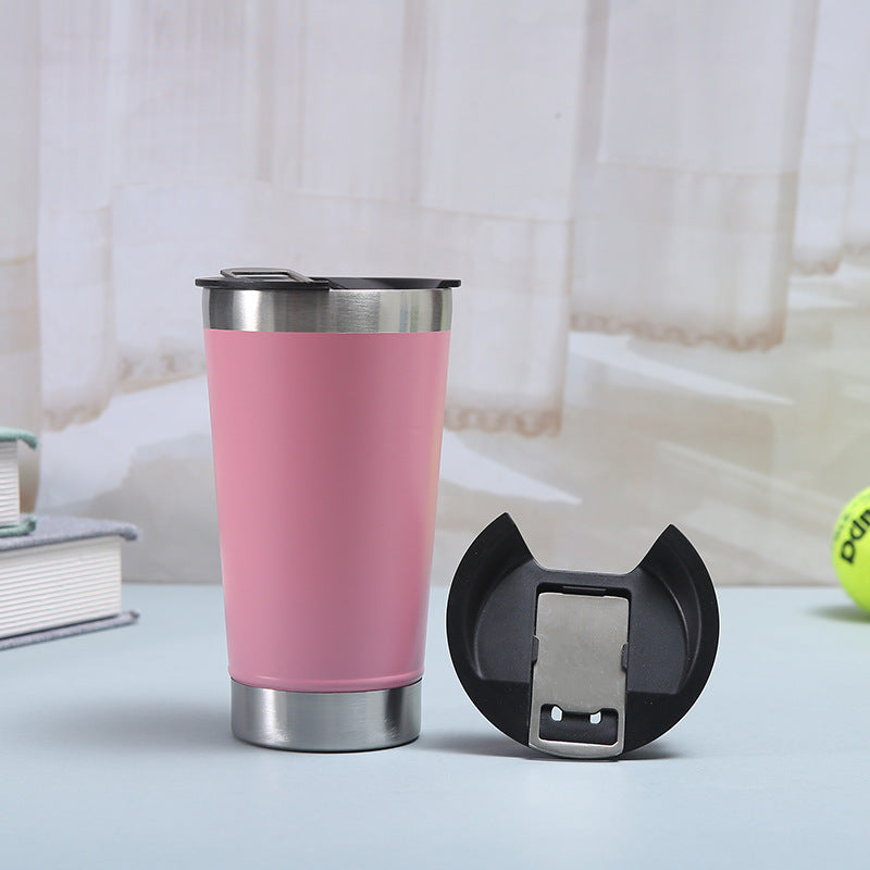 500ml Stainless Steel Beer Mug with Bottle Opener | 304 Steel | Cold Insulation