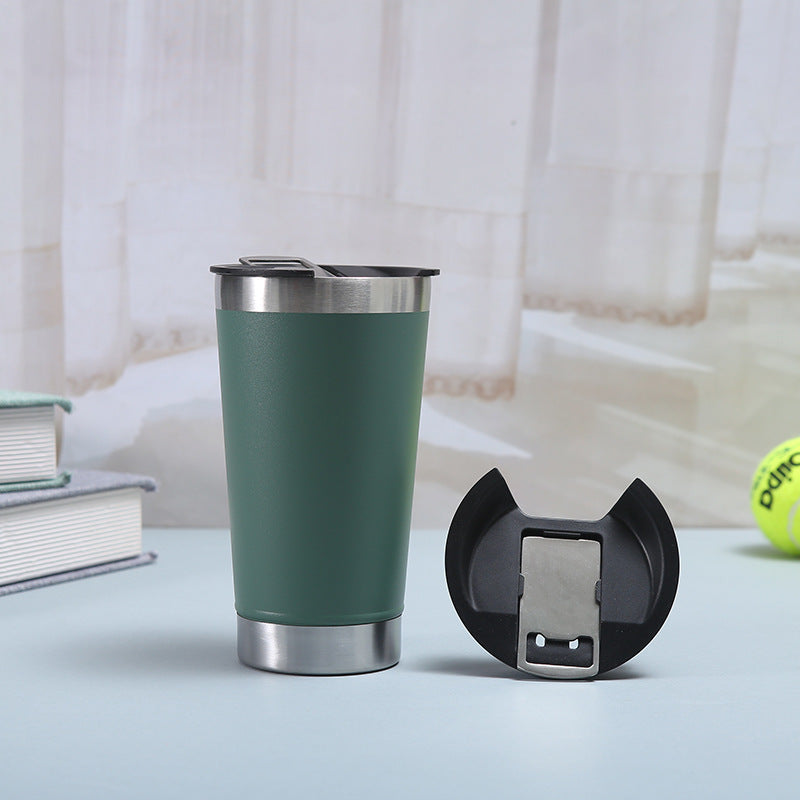 500ml Stainless Steel Beer Mug with Bottle Opener | 304 Steel | Cold Insulation
