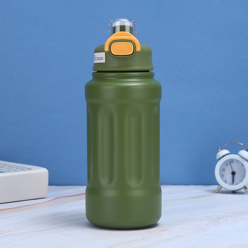SUKOKI Large Belly Sports Thermos with Heart Handle & Straw | 4 Colors