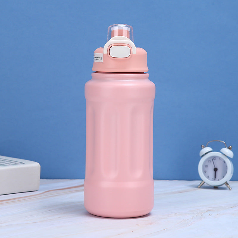 SUKOKI Large Belly Sports Thermos with Heart Handle & Straw | 4 Colors