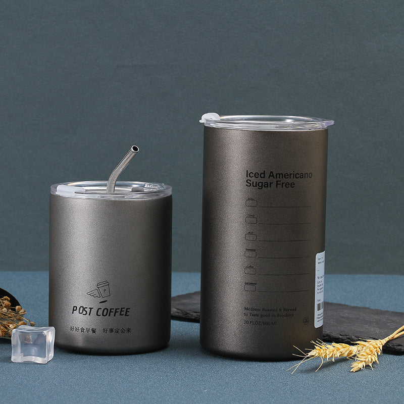 304 Stainless Steel American Coffee Tumbler with Metal Straw | 320ml & 600ml | Hot & Cold Insulation