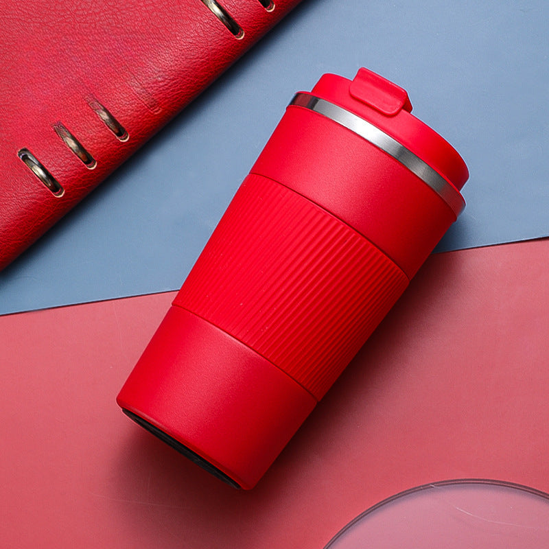 Non-slip Silicone Coffee Tumbler with One-Touch Lid | SUS304 Stainless Steel