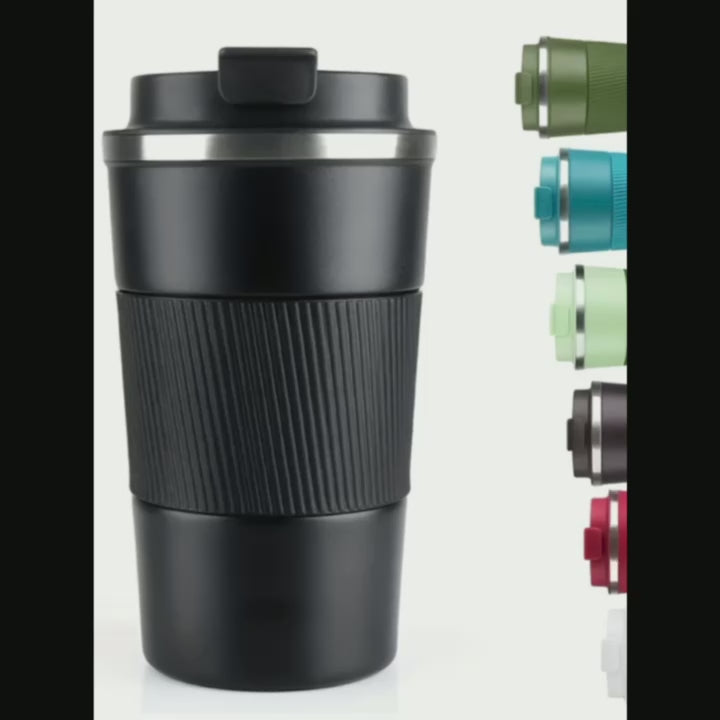 Non-slip Silicone Coffee Tumbler with One-Touch Lid | SUS304 Stainless Steel