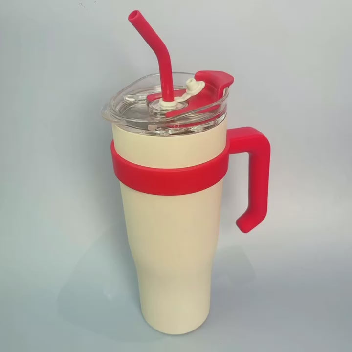1200ml Gradient Becher mit großem Fassungsvermögen, Griff & Edelstahlstrohhalm