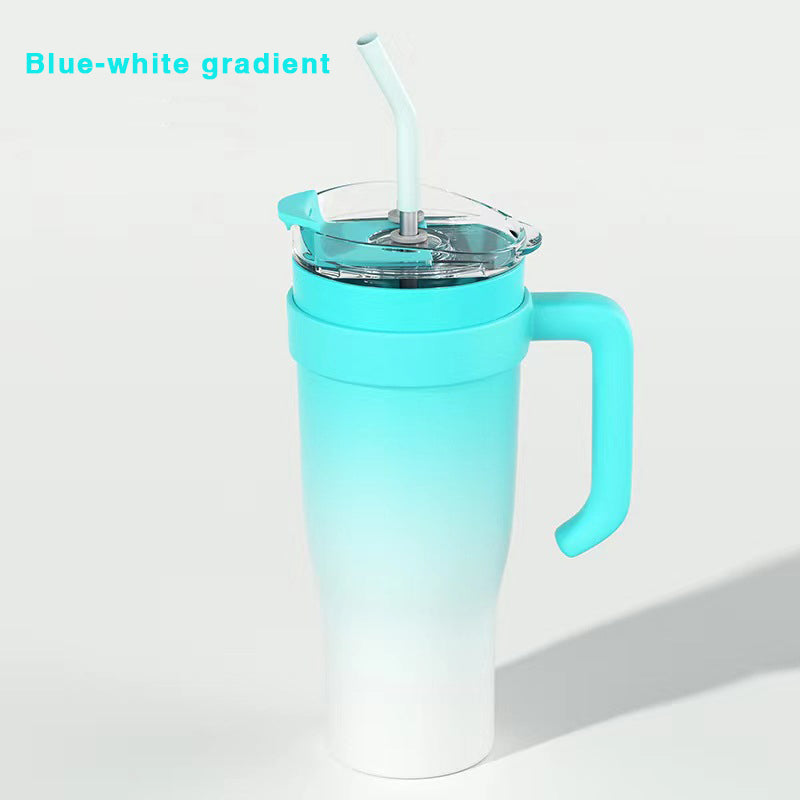 1200ml Gradient Becher mit großem Fassungsvermögen, Griff & Edelstahlstrohhalm
