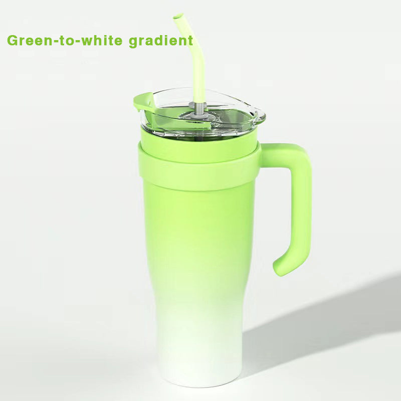 1200ml Gradient Becher mit großem Fassungsvermögen, Griff & Edelstahlstrohhalm