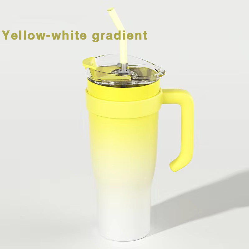 1200ml Gradient Becher mit großem Fassungsvermögen, Griff & Edelstahlstrohhalm