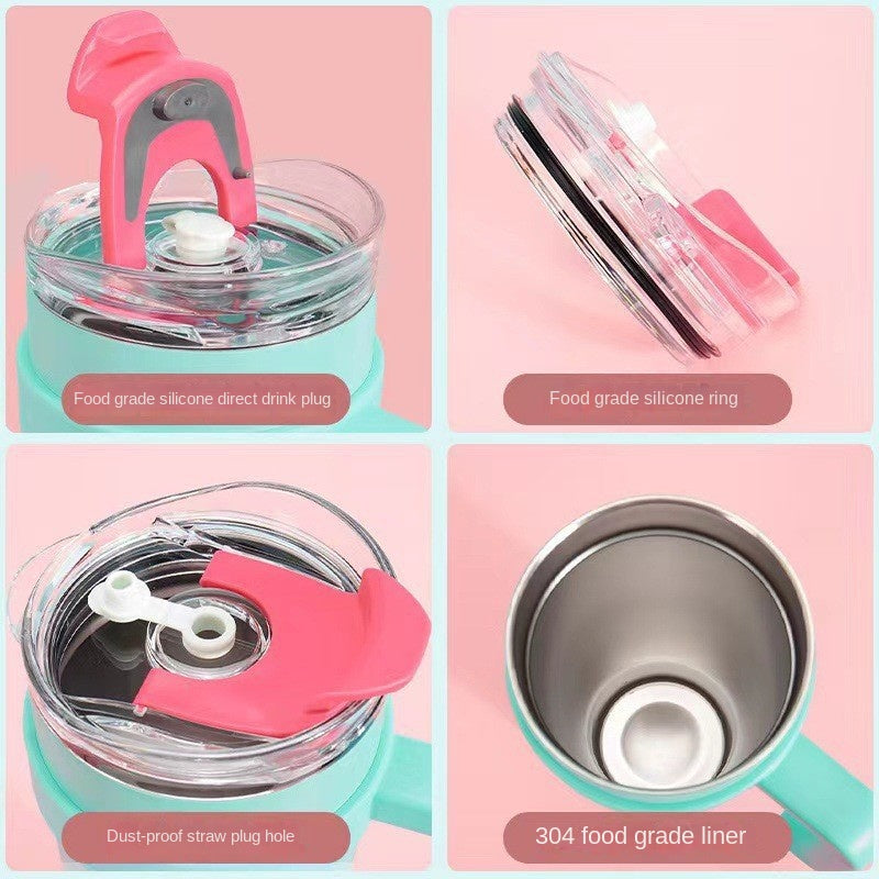 1200ml Gradient Becher mit großem Fassungsvermögen, Griff & Edelstahlstrohhalm
