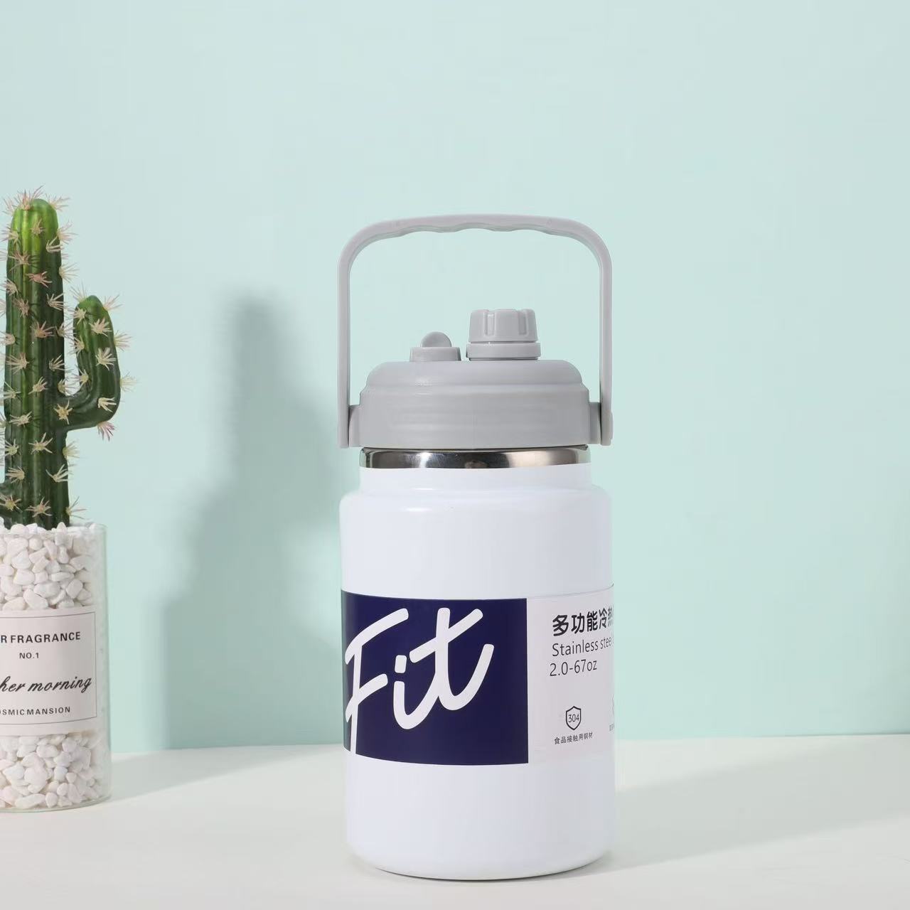 Multi-Color Multi-Size Insulated Thermos | Handle · Dual Lid · Wide Mouth · Cooler & Ice Bucket Use